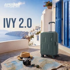 American Tourister 3PC PP Ivy 2.0-8 Wheel, Set (Small + Medium + Large) Hard Suitcase for Travel/Travel Bag with Combination Lock & Smooth Sliding Double Wheel - Black, 55 Cm, 68 Cm, 79 Cm