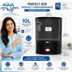 Aqua Libra 10L RO+UF+UV LED Water Purifier for Home, Black