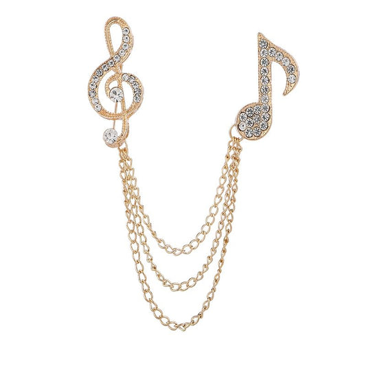 SYGA Men's & Women Brooch Music Note Lapel Pin, Gold Plated, Crystal Accents(Gold)