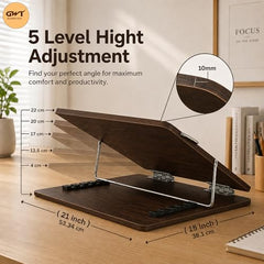 Premium Foldable Laptop Table with Adjustable Angle for Home, Study & Office Use (White, 15x21, Wooden)