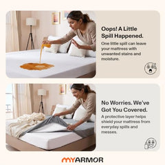 MY ARMOR Waterproof Mattress Protector King Size, 78x72, 6.5x6 feet, Double Bed Protector Sheet Cover, Breathable and Hypoallergenic Ultra Soft Fitted Terry Cotton Feel Fabric, Elastic Skirting, Grey
