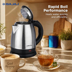 Bajaj KTX 1.8 Litre DLX Electric Kettle | 1350 Watts Kettle with Stainless Steel Body | Cordless Operation | Auto Shut-off Mechanism | 2-Yr Warranty 【Black】