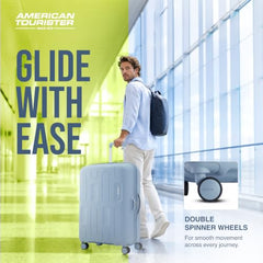 American Tourister 3PC PP Ivy 2.0-8 Wheel, Set (Small + Medium + Large) Hard Suitcase for Travel/Trolley Bag with Combination Lock & Smooth Sliding Double Wheel - Forest Green, 55 Cm, 68 Cm, 79 Cm