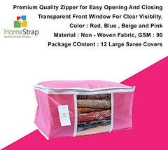 Homestrap set of 6 Foldable Saree Covers/Clothes Storage Bag/Wardrobe Organizer With Transparent Window And Zip For Lehenga, Suit, Dress,& Accessories (Grey)(Featured on Shark Tank), Polypropylene