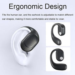 4BT Bluetooth Wireless Earpiece, Single Left Ear Earbud, 30 Hours Playtime, Open Ear, for iOS and Android, Sport Headset for Running, Driving, Cycling, Office (Black)