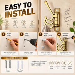 iSTAR Wall Hooks for Hanging | Flexible 4 Pin Hooks Bathroom Cloth Hanger Wall Hook Door Robe Hooks for Hanging Keys, Clothes, Towel (Rose Gold, Pack of 3)