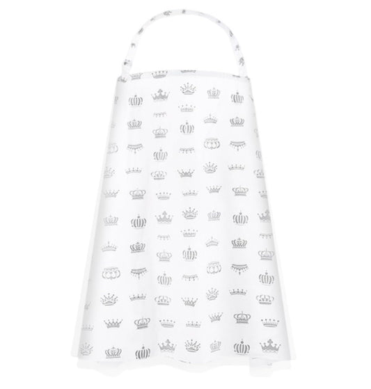 MOMISY Car Seat Canopy Nursing Scarf Poncho Multi-Use Cover, Shopping Cart Cover, Stroller Cover, Infinity Scarf 360° Privacy Breastfeeding Protection, Baby Shower (White Crown)