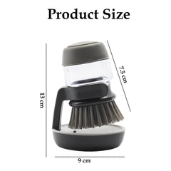 MOMISY Plastic Cleaning Brush with Soap Dispenser for Kitchen, Sink, Dish Washer with Storage Stand-Pack of 1 (Grey)