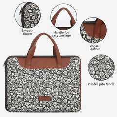 Tabelito Laptop Sleeve Bag 13" to 15.6 inch for Women Jute and Vegan Leather Office Everyday Handbags
