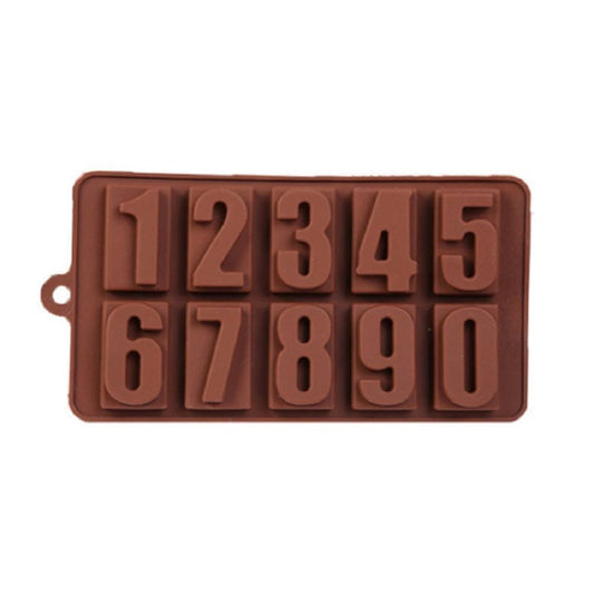 SYGA Silicone 0 to 9 Digit Chocolate Jelly Candy Mold (Brown)