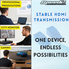 Speedio HDMI Extender Over Ethernet – HDMI to RJ45 Converter Kit (TX/RX), Supports 1080p Full HD, Up to 30M/98ft via Cat5e/6 LAN Cable for HDTV, PS4, STB, Projector - Pack of (2)