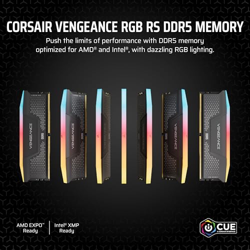 CORSAIR Vengeance RGB RS DDR5 RAM 32GB (2x16GB) 6000MHz CL36-44-44-96 1.35V AMD Expo Intel XMP Computer Desktop Memory – Gray (CMG32GX5M2E6000Z36)