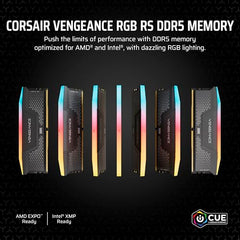 CORSAIR Vengeance RGB RS DDR5 RAM 32GB (2x16GB) 6000MHz CL36-44-44-96 1.35V AMD Expo Intel XMP Computer Desktop Memory – Gray (CMG32GX5M2E6000Z36)