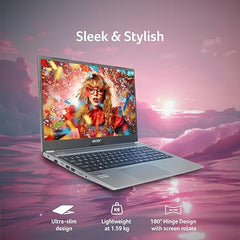 Acer Aspire Lite Intel Core i3/Core 3 14th Gen-100U Processor, Office 2024 + M365 Basic, 8GB RAM/256GB SSD, 15.6"/39.62 cm, FHD IPS Display,Win11Home, Steel Grey, 1.59Kg, AL15-53, Thin & Light Laptop