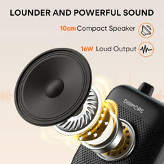 DIGIMORE 10W Voice Amplifier for Teachers w/Wired Headset Mic | 12Hrs Battery | BT 5.4 | in-Built Noise Reduction | Speaker for Tour Guides, Yoga, Announcements, Schools & Colleges (D-1200)