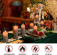 Flameless LED Pillar Candle Set of 2 | Acrylic Fiber Glass | Dancing Faux Wick | Remote Control with Battery Operated 3 AA | Home Décor & Gifting | 3" D x 6" H | Red