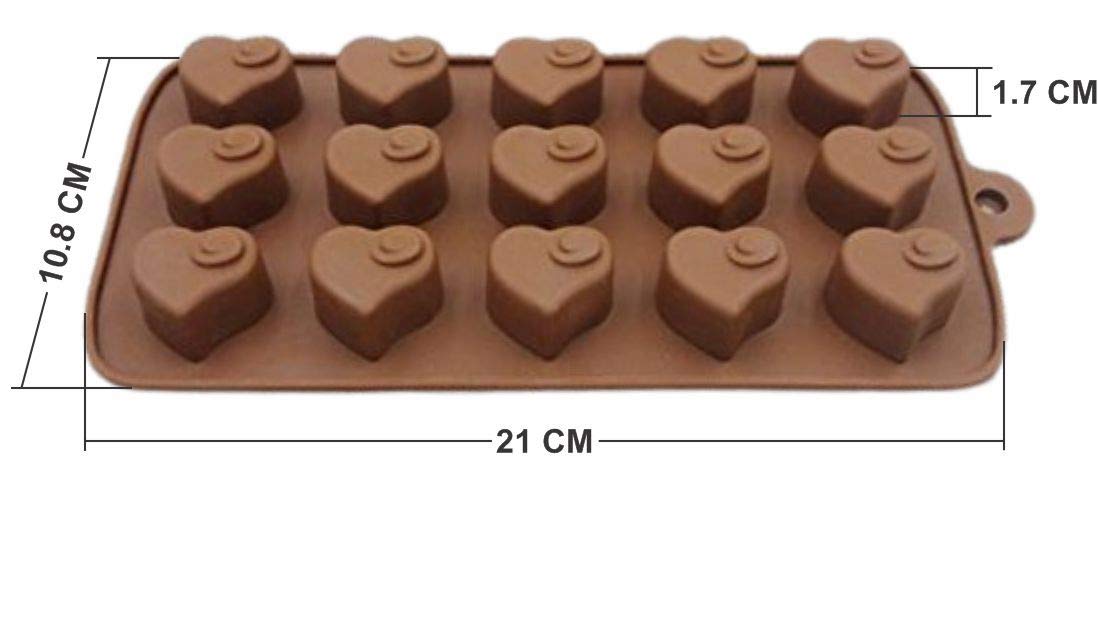 SYGA Silicone Love Shape Chocolate Jelly Candy Mold, Cake Baking Mold, 15-Cavity Bakeware Mould, Brown