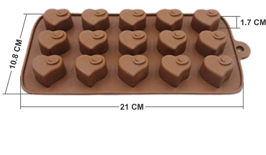SYGA Silicone Love Shape Chocolate Jelly Candy Mold, Cake Baking Mold, 15-Cavity Bakeware Mould, Brown