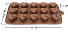 SYGA Silicone Love Shape Chocolate Jelly Candy Mold, Cake Baking Mold, 15-Cavity Bakeware Mould, Brown