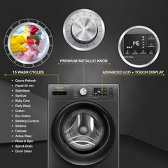 Whirlpool Smart Choice 9 Kg Steam Wash Technology 5 Star Inverter Front Load Fully Automatic Washing Machine with In-Built Heater (SUPREME CARE 9014-E, Midnight Grey, 100+ Tough Stains, 1400 RPM)