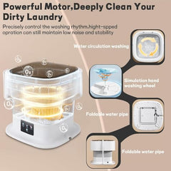 Portable Mini Washing Machine 2kg– Foldable Laundry Machine with 3 Cleaning Modes for Travel, Dorms, Camping & Baby Clothes JK3
