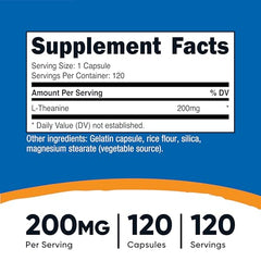 Nutricost L-Theanine 200mg; 120 Capsules - Double Strength