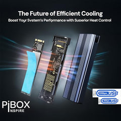 PiBOX India NVME M2 Enclosure Fan, SSD Enclosure - USB 3.2 10Gbps, Tool-Free M.2 NVMe Case, PCI-E NVMe Reader, USB-C, Supports M & B&M Keys, 2230/2242