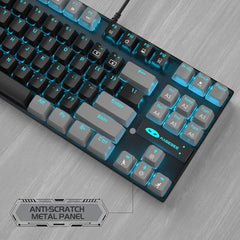 MageGee 75% Mechanical Gaming Keyboard with Brown Switch, LED White Backlit Keyboard, 87 Keys Compact TKL Wired Computer Keyboard for Windows Laptop PC Gamer - Retro Grey/White