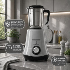 HydroGrind Powerful 750 W Juicer Mixer Grinder For Kitchen 3 Jars (3 Stainless Steel) Mixie For Mixing, Grinding, Juicing 4 Years Warranty (Grey & Black)
