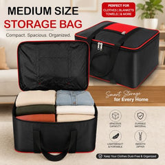 Storite 2 Pack Moisture Proof Nylon Underbed Storage Bag For Clothes Large | (54 x 46 x 28 cm) - BlackRed, Rectangular