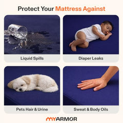MY ARMOR Waterproof Mattress Protector King Size, 78x72, 6.5x6 feet, Double Bed Protector Sheet Cover, Breathable and Hypoallergenic Ultra Soft Fitted Terry Cotton Feel Fabric, Elastic Skirting, Grey