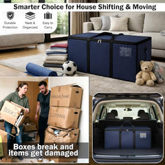 Storite Jumbo Super-Size 81 L Canvas Moisture Proof Heavy Duty Storage Bag | for Toys/Stationery/Blankets/Clothes/Moving Bags MultiPurpose With Strong Reinforced Handles Rectangular Cream (87x26x36 cm)