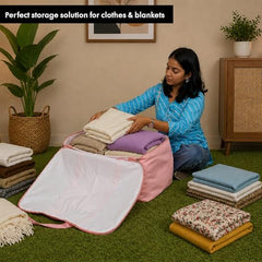 Storite 2 Pack Moisture Proof Nylon Underbed Storage Bag For Clothes Large | (54 x 46 x 28 cm) - BlackRed, Rectangular