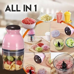All in One Capsule Cutter Quatre Food Chopper| Food Processor Multi-Purpose Vegetable Fruit Blender Mixer| Meat Grinder Crusher with Top Pushing Button| Mixy & Juicer