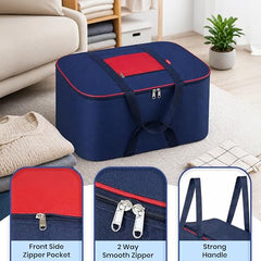 SNDIA 2 Pack 33L Transparent Clothes Storage Bags | Underbed Storage | Moisture Proof , Clothes Organizer for Lehengas, Dresses & Wardrobe Storage with Strong Zipper (RedBlack, 39x34x21cm)