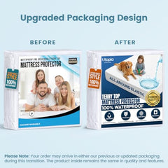 Utopia Bedding Waterproof Mattress Protector, Cotton Terry Fabric, King Size, Brown, Breathable & Elastic Fitted