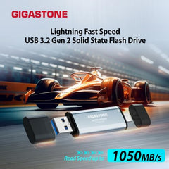 Gigastone Duo Go USB-A+C 2TB (4-Pack) Dual External Portable SSD 1,050MB/s Glossy Surface, Supports Apple 4K 60fps ProRes HDR Video Recording USB3.2 Gen 2 for iPhone 16 PS5 Mac iPad Laptop Android