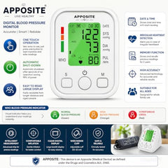 Apposite Blood Pressure Monitor, Upper Arm Cuff, Lcd Display