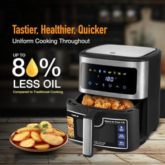 KENT Digital Air Fryer 5L | 1400W | Bake, Grill & Roast | Up to 80% Less Oil Usage | 8 Preset Menu | Rapid Heat Circulation | Digital Display & Touch Control Panel | Glass Window with in built Light