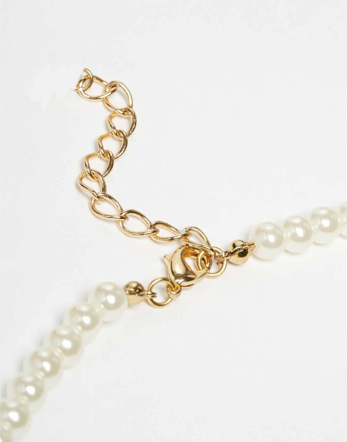 SYGA Pearl Style Metal Copper Fashion Necklace Jewellery For Women, Engagement, Gift, Party - Silver