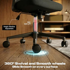 DROGO Comfortwing Premium Ergonomic Office Chair for Work from Home, High Back Computer Chair with Breathable Mesh, Armrest, Adjustable Seat, Rocking & Winged Back | Mesh Chair for Office (White/Blue)