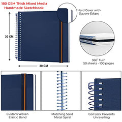 MENORAH - Artist Square Sketch Book - 180 GSM - Square Drawing Book - (100 Pages/50 Sheets) - Hard Metal Spiral Bound - (15.0 cm x 15.0 cm) - Pink