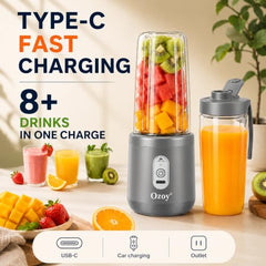 Juicer for Home ^ Lacossi Juicer Mixer Grinder with 1500mAh Battery, 6 Blades 3Gears Fast Blending, 2-Jar Capacity (400ml*2) | 40 Watts Bullet Rechargeable Portable Personal Juicer