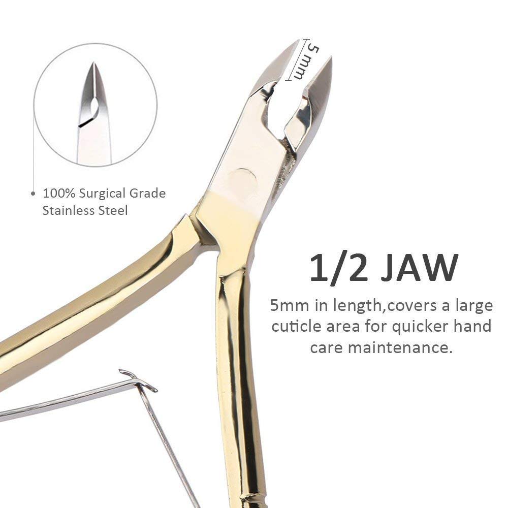 Syga Stainless Steel Nail Cuticle Nipper Pliers Manicure Pedicure Trimmer Tool (Gold)