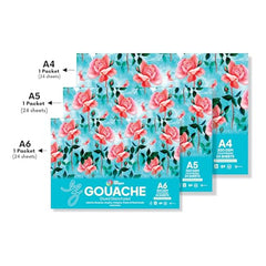 Zen Sangam Express your Mind - Square Gouache Glued Watercolor Sketch Paper Pad - 300 Gsm - Cold Pressed - 24 Sheets - Rough Grain Surface - Size (10.5Cm X 10.5Cm) - Gouache Book