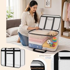 Storite 2 Pack Moisture Proof Nylon Underbed Storage Bag For Clothes Large | (54 x 46 x 28 cm) - BlackRed, Rectangular