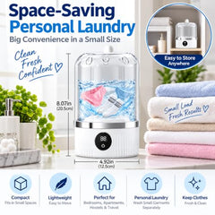 Underwear Washing Machine, Upgrade Mini Portable Washing Machine Rechargeable Underwear Washer Deep Cleans Small Clothes for Apartment, Dorm, RV, Travel & Hotel Use A2