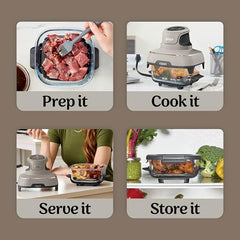 Ninja Crispi 1700W CleanCrisp Glass Air Fryer | 1.4L & 3.8L containers, Microwave, Freezer and PFAS Safe, Non-Toxic Glass Portable Cooking System with 2 year Warranty