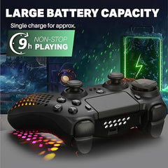 NITHO HEXAGON Wireless Gaming Controller for PS4, PS5 (with PS4 Games Only), PC, Android & iOS, Gamepad Joystick with 6-Axis Motion Sensor | RGB LED Lights | Vibration | Touchpad | Trigger Sets | Built-in Speaker