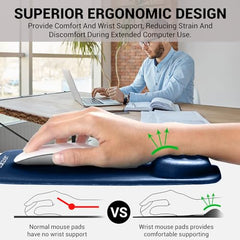 Tukzer Gel Mouse Pad Wrist Rest Memory-Foam Ergonomic Mousepad| Cushion Wrist Support & Pain Relief| Suitable for Gaming, Computer, Laptop, Home & Office Non-Slip Rubber Base (Grey)